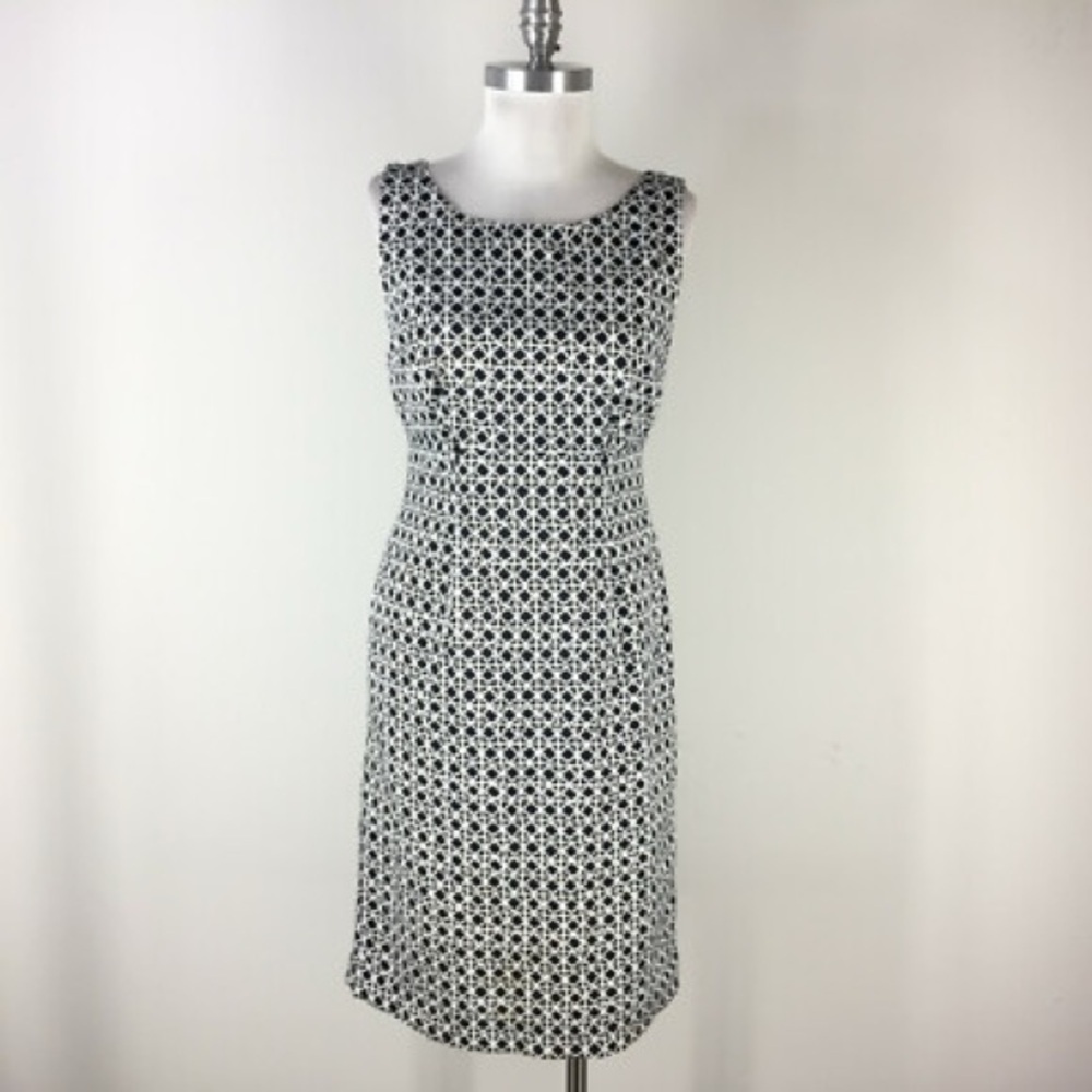 Talbots Sleeveless Geometric Sheath Dress Spring Wedding Guest Office Size 6